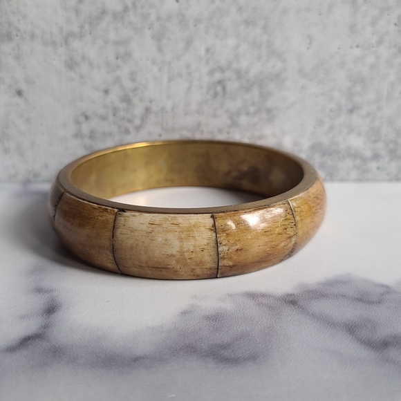 Gara Danielle Jewelry - Gara Danielle Brass and Bone Bangle Bracelet